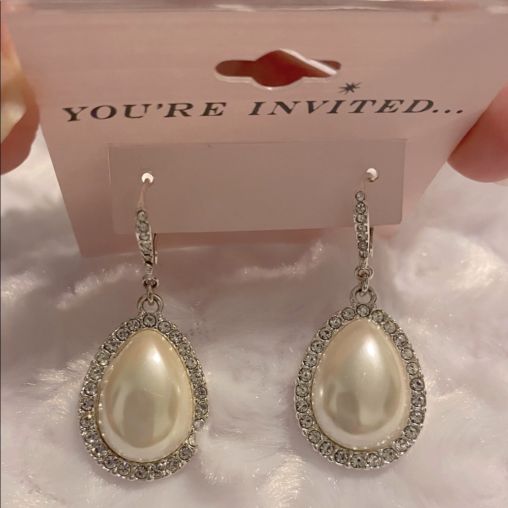 You’re Invited White Faux Pearl Drop Pierced Earrings